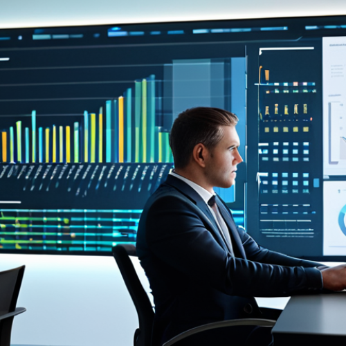Home 14 A male professional, in a modest business suit, seated at a sleek modern desk in a minimalist digital office environment. He is leaning slightly forward, a thoughtful expression on his face, looking at an abstract holographic display showing data visualizations. The scene emphasizes intellectual engagement and deep thinking. Fully clothed, appropriate attire, professional dress, safe for work, appropriate content, family-friendly. Perfect anatomy, correct proportions, natural pose, well-formed hands, proper finger count, natural body proportions. Professional photography, high resolution, soft lighting.