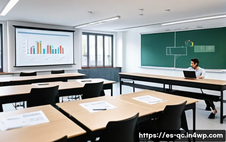 개념 이해를 위한 사례 연구 분석 - A modern classroom scene set in a Spanish university, showing diverse students attentively engaging ...