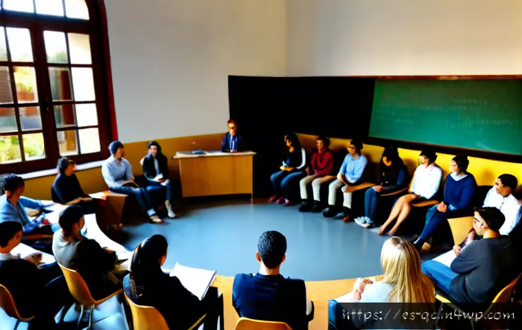 Home 17 개념 심화를 위한 대학 강의 노하우 - Photorealistic university lecture in a modern Spanish-speaking campus classroom, experienced profess...